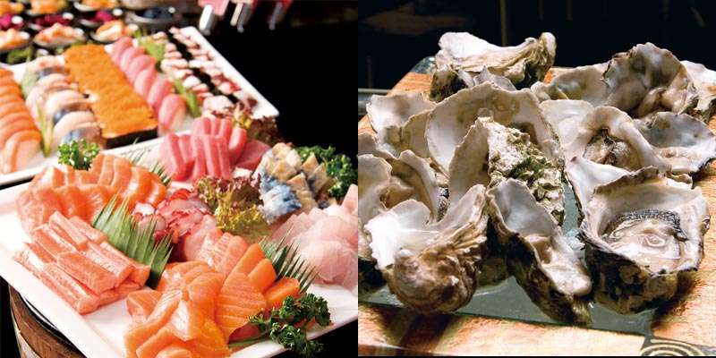 シーフードほか、厳選素材がズラリと並ぶ