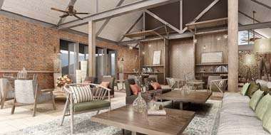 天井が高く、広々としたロビー