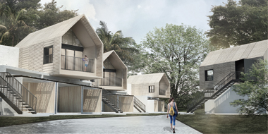 ヴィレッジのような作りでヴィラが建ち並ぶ