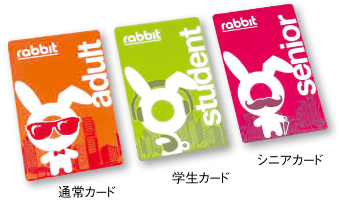 ラビットカード ICチップ内蔵のカード式チケット。日本のSuicaやPasmoのようなプリペイド機能と、回数券機能があります。カードの購入・初回のチャージには、身分証の提示と登録手続きが必要。