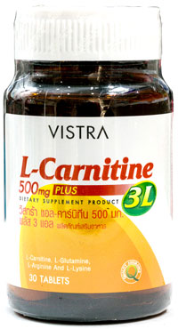 VISTRA L-Carnitine Plus - ビスタラ・L−カルニチン・プラス - 効能：脂肪の燃焼 - 用法・用量：1日1回、1錠を摂取 - 情報：脂質の代謝を担う成分・L-カルニチンが、脂肪の燃焼をサポートします - 価格目安：420B前後
