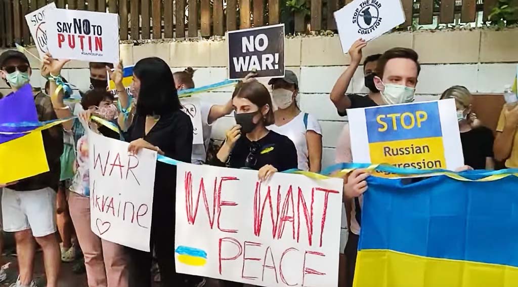 各地でウクライナ人がロシアに抗議 - ワイズデジタル【タイで生活する人のための情報サイト】