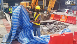 チェーンワタナ通りに地盤沈下で巨大な穴 - ワイズデジタル【タイで生活する人のための情報サイト】