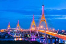 ラマ9世記念日を祝して　プミポン橋がライトアップ - ワイズデジタル【タイで生活する人のための情報サイト】