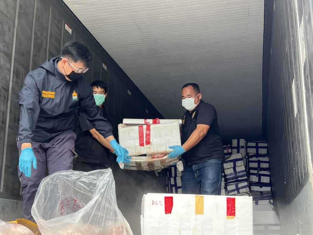 チェンライ税関が密輸冷凍肉大量押収 中国発のコンテナから